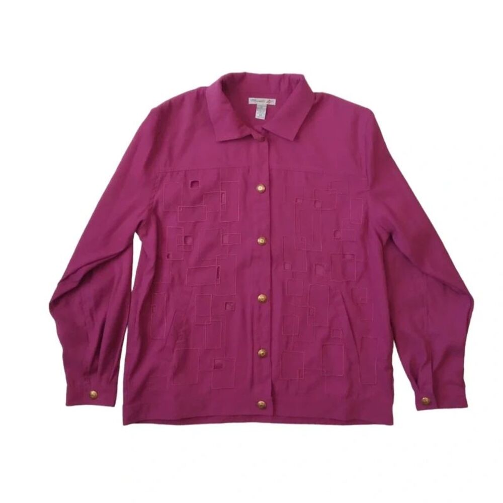 Vintage Mureli Pink Geometric Abstract Cutout Lightweight Shacket Women's Medium